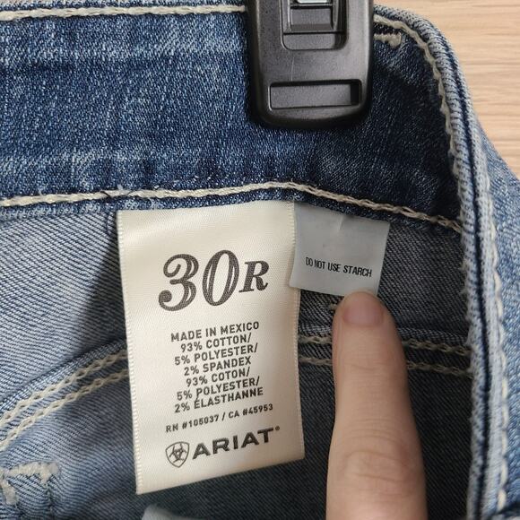 Ariat Denim Women Trousers 30 R (32x30.5) Mid Rise Western Wide Leg Jean Cowgirl - Picture 6 of 14